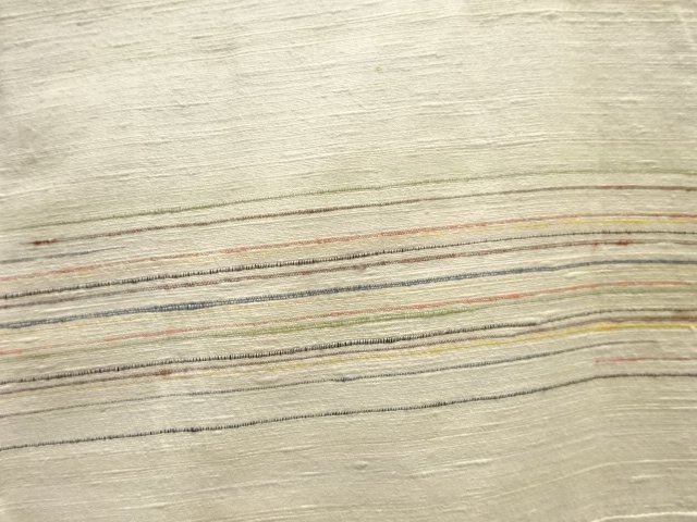  アンティーク　横段織出し手織り紬着物